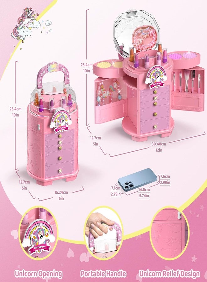 PERRYHOME Kids Makeup Set for Girls, 63 Pcs Washable Non-Toxic Real Cosmetic Toddler Makeup Kit, Unicorn Princess Play Makeup Toys Birthday Gifts, Dress up Time Girl Toys for 3 4 5 6 7 8 9 10 11 12 - Image 5